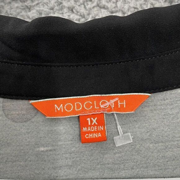 ModCloth Jersey Knit Women 1X Green Polka Dot Long Sleeve Casual Top - Picture 3 of 9